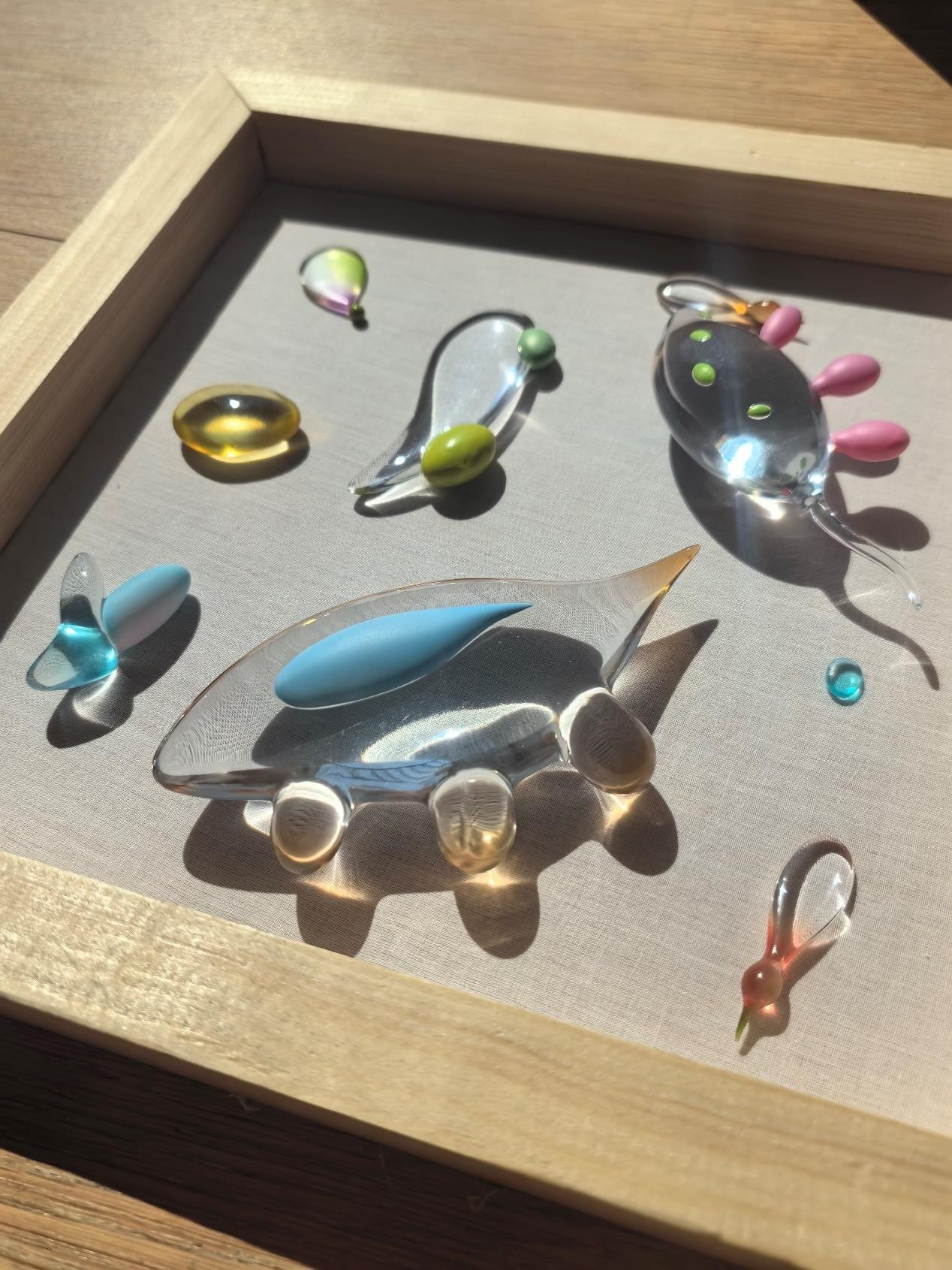 Detail of the translucent sculptural forms.