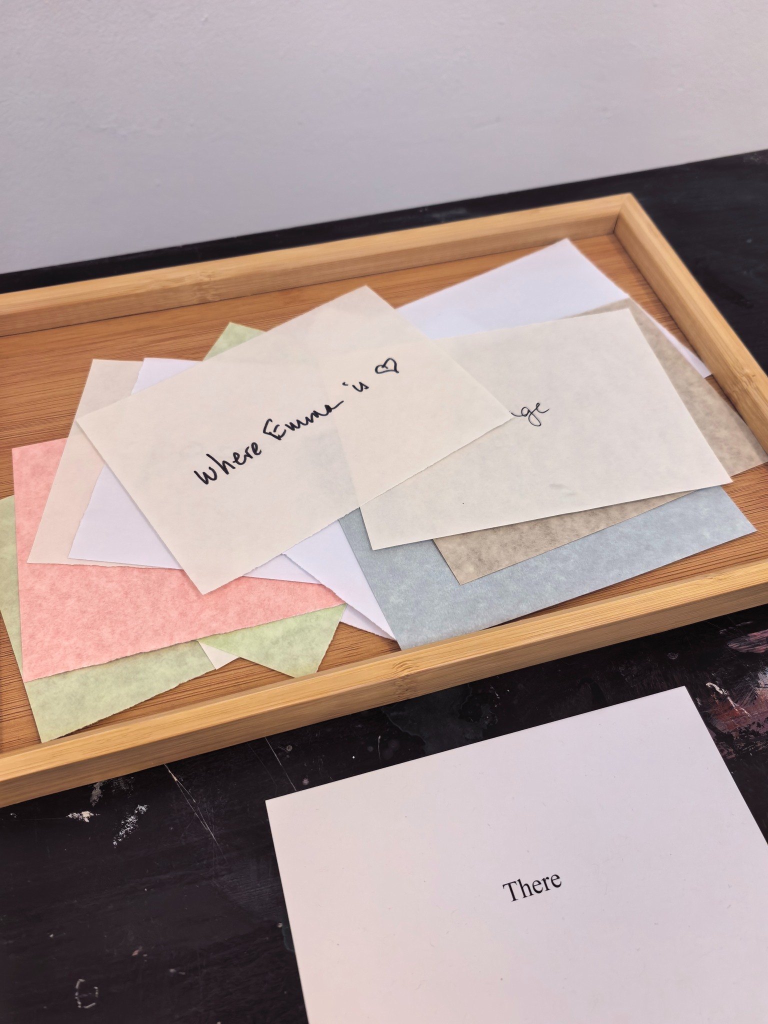The There tray, including the contribution “Where Emma is”.